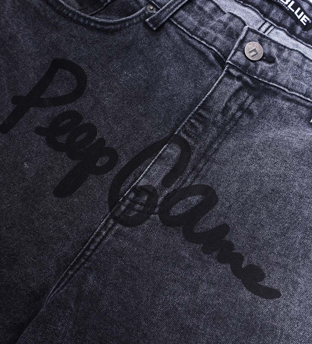 Peep Game Script Logo Acid Wash Jean Short