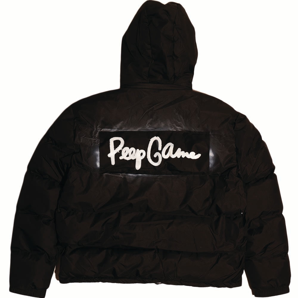 Peep Game Stencil Puffer Jacket