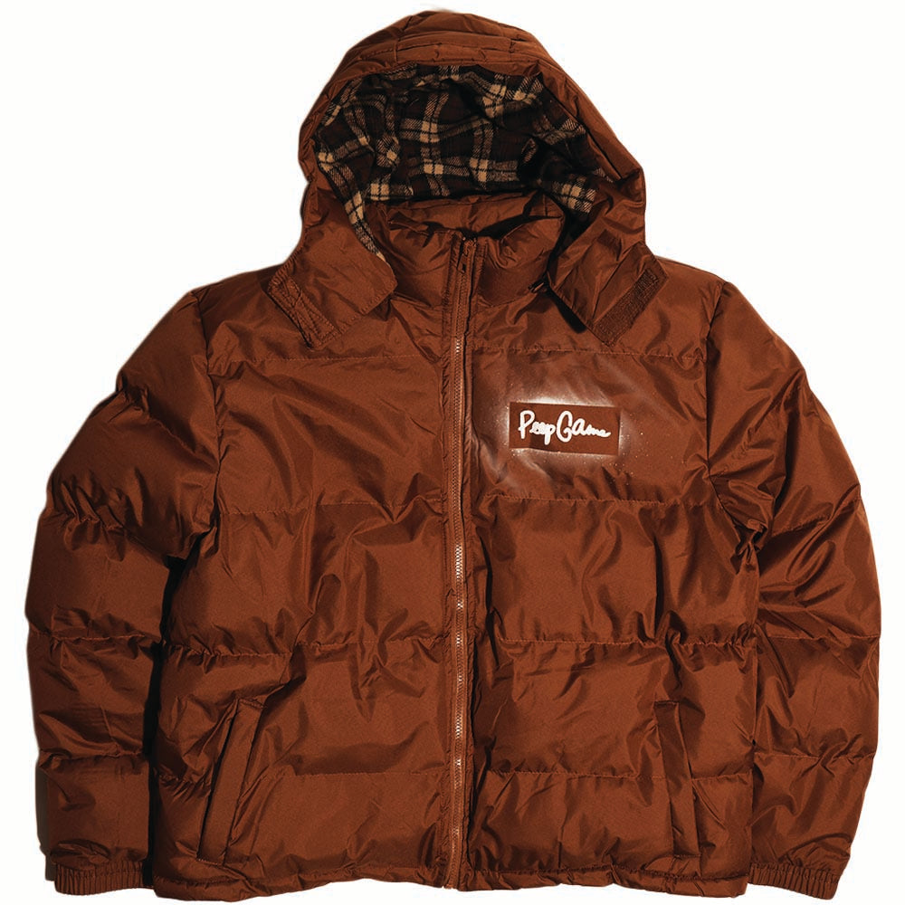 Peep Game Stencil Puffer Jacket