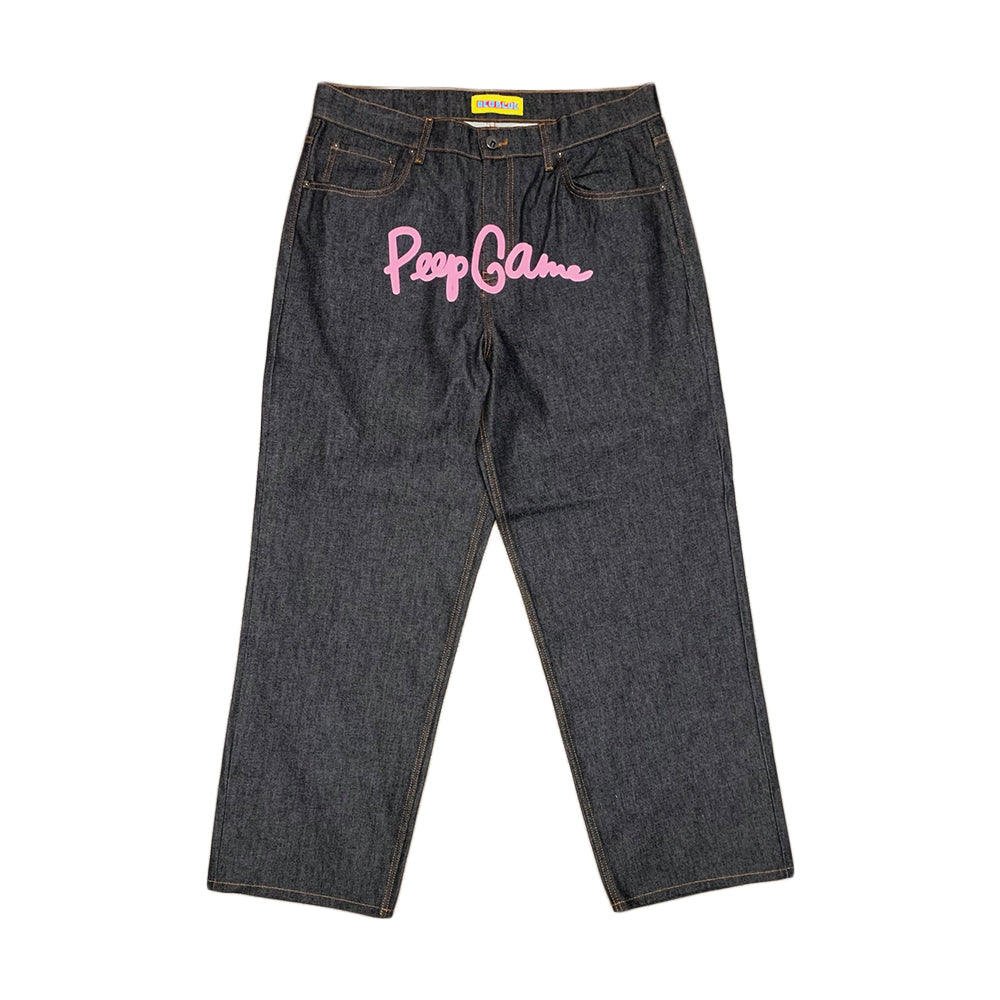 Peep Game Script Logo Baggy Jeans