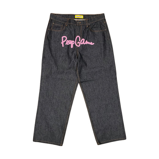 Peep Game Script Logo Baggy Jeans