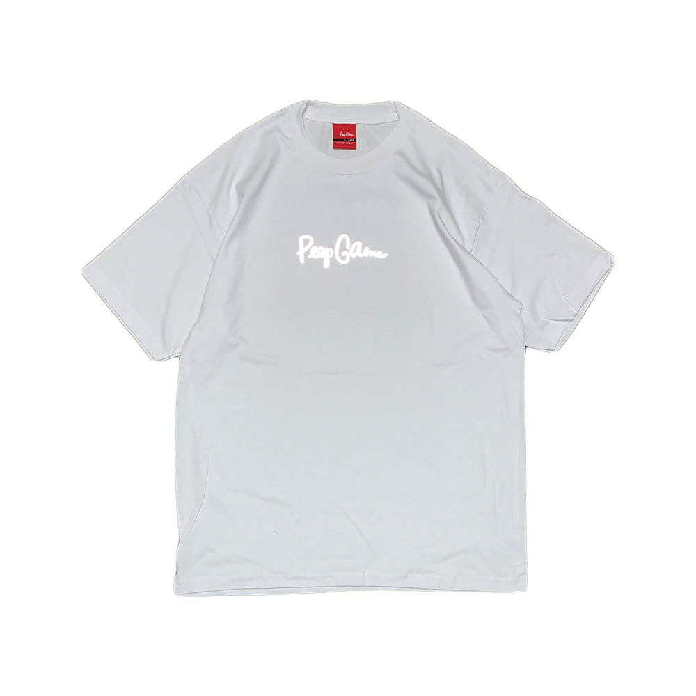 Peep Game Reflective Script Logo T-Shirt