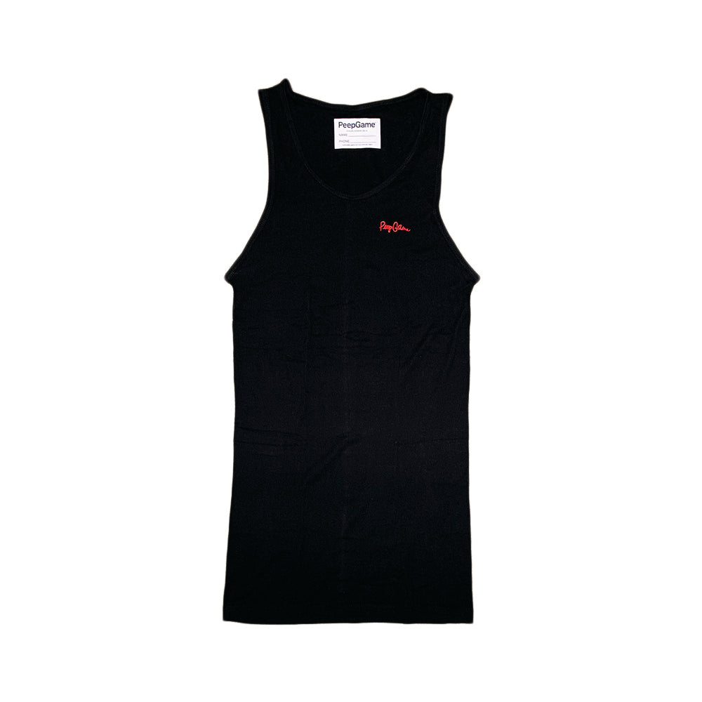 Peep Game Script Logo Ribbed Tank
