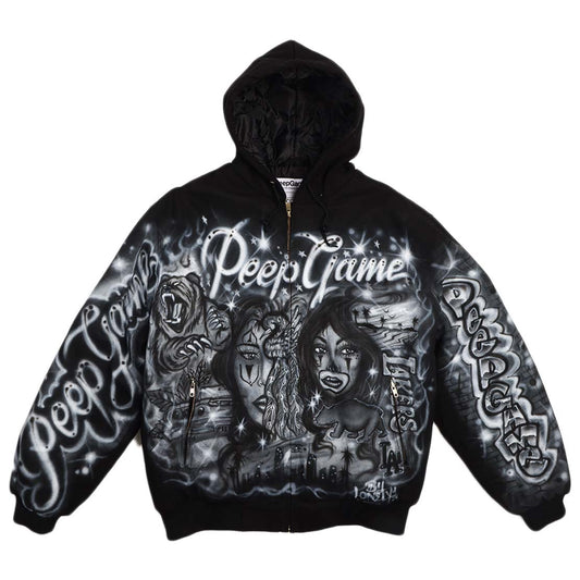 Peep Game Airbrushed Canvas Jacket