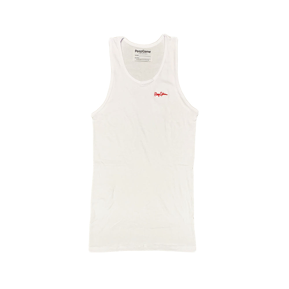 Peep Game Script Logo Ribbed Tank