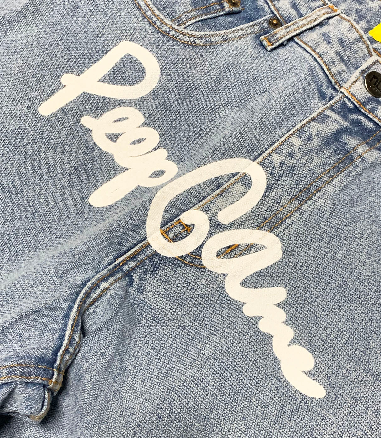 Peep Game Baggy Light Wash Script Logo Denim