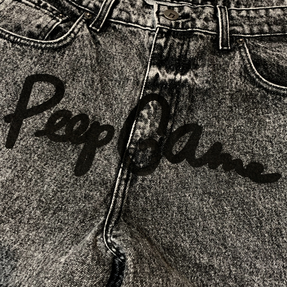 Peep Game Script Logo Acid Wash Baggy Jeans